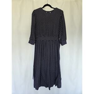 Vintage Lanz Originals 80s Dress Blue Shoulder Pads Size 12 Prairie Jacquard